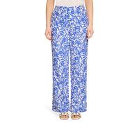 Leinenhose BETTY BARCLAY "Damen mit elastischem Bund", Damen, Gr. 46, Normalgrößen, weiß, blau, Leinenmischung, Obermaterial: 55% Leinen, 45% Viskose, relaxed fit lang, Hosen (13499746-46) weiß, blau