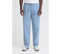 Leinenhose BLEND "BHAban Linen Mix", Herren, Gr. S, US-Größen, lichen blau, 70% Baumwolle, 30% Leinen, meliert, Basic, weit normal, Hosen, Gemütliche Leinenmix-Hose mit elastischem Bund und Kordel (50