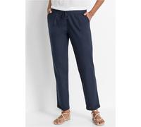 Leinenhose BONPRIX, Damen, Gr. 38, N-Gr, blau (dunkelblau), Web, Obermaterial: 50% Leinen, 50% Lyocell (TENCEL™), regular fit, Hosen Leinenhose, aus Leinen und Lyocell, mit Elastik-Bündchen, Regular F