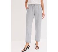 Leinenhose BONPRIX, Damen, Gr. 44, N-Gr, grau (blau, weiß gestreift), Web, Obermaterial: 50% Leinen, 50% Lyocell (TENCEL™), regular fit, Hosen, aus Leinen und Lyocell, mit Elastik-Bündchen, Regular Fi