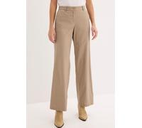 Leinenhose BONPRIX, Damen, Gr. 48, N-Gr, braun (taupe), Leinenmischung, Obermaterial: 55% Leinen, 45% Baumwolle, unifarben, festlich, loose fit lang, Hosen Leinenhose, aus Leinen-Baumwoll-Mix, Loose F