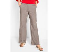Leinenhose BONPRIX, Damen, Gr. 48, N-Gr, braun (taupe), Obermaterial: 55% Leinen, 45% Baumwolle, festlich, loose fit, Hosen Leinenhose, aus Leinen-Baumwoll-Mix, Loose Fit, komfortable Leibhöhe (480241