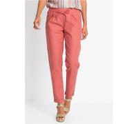 Leinenhose BONPRIX "Leinenhose", Damen, Gr. 50, N-Gr, rosa (rhabarber), Obermaterial: 55% Leinen, 45% Baumwolle, regular fit, Hosen Leinenhose, aus Leinen und Baumwolle, Regular Fit, mit elastischem G