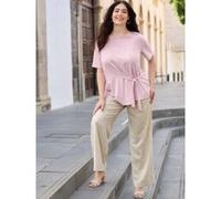 Leinenhose SHEEGO, Damen, Gr. 52, Normalgrößen, champagner, goldfarben, 65% Viskose, 25% Leinen, 7% Polyester, 3% metallisierte Fasern, unifarben, Hosen (57436640-52) champagner, goldfarben