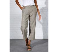 Leinenhose CREATION L PREMIUM, Damen, Gr. 36, Normalgrößen, grün (khaki, weiß, meliert), 100% Leinen, meliert, unifarben, 7/8-Länge, Hosen (14139364-36) khaki, weiß, meliert