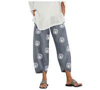 Leinenhose Damen Hose Sommer Musselin Hosen Stoffhose Einfarbig Freizeithose Gerade Geschnitten Hose Sommerhose und Taschen Hose45