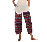 Leinenhose Damen Hose Sommer Musselin Hosen Stoffhose Einfarbig Freizeithose Gerade Geschnitten Hose Sommerhose und Taschen Hose50