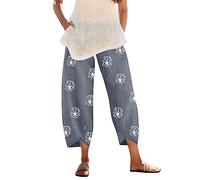 Leinenhose Damen Hose Sommer Musselin Hosen Stoffhose Einfarbig Freizeithose Gerade Geschnitten Hose Sommerhose und Taschen Hose
