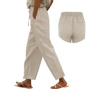 Leinenhose Damen Sommer Bequem Einfarbig Sommerhose Damen Leicht BeiläUfig Weich Musselin Hose Lang Stoffhose Leicht Und Luftig Bundfaltenhose Weite Cordhose