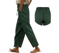 Leinenhose Damen Sommer Bequem Einfarbig Sommerhose Damen Leicht BeiläUfig Weich Musselin Hose Lang Stoffhose Leicht Und Luftig Bundfaltenhose Weite Cordhose