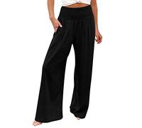 Leinenhose Damen Sommer High Waist Weite Hose Leichte Sommerhose Palazzo Hose Elegant Streetwear für Frauen Mädchen