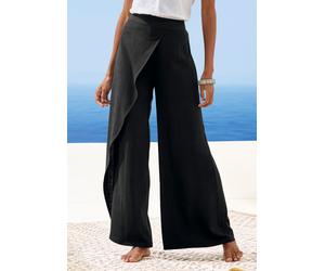 Leinenhose FRENCH CONNECTION, Damen, Gr. 44/46, N-Gr, schwarz, Obermaterial: 80% Viskose, 20% Leinen, unifarben, Hosen, im weit fließendem Lagenlook (17190922-44) schwarz