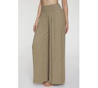 Leinenhose FRENCH CONNECTION, Damen, Gr. 32/34, N-Gr, khaki, Web, Obermaterial: 80% Viskose, 20% Leinen, unifarben, Basic, figurumspielend lang, Hosen, mit gerafftem Bund, weite Palazzohose für den So