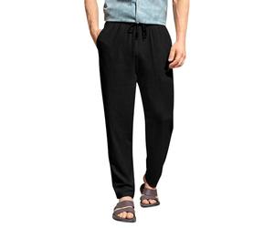 Leinenhose Herren Freizeithose Herren Baumwoll Sommerhose Drucken Lange Stoffhose Mode Fit Atmungsaktive Hose Mit Taschen Leinen Chino Bundfaltenhose Herren Schwarz 44/36 Vintage Track Pants Herren