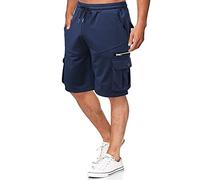 Leinenhose Herren Kruz Leichte Freizeithose Vintage Strandhose mit Taschen Junge Kordelzug Chino Stoffhose Gürtel Baumwolle und Leinen Kurze Hose Regular Loose Sommerhose Short