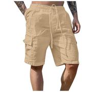 Leinenhose Herren Kurz Baggy, Sommer Leinen Shorts Herren Dünn Bermuda Chino Stoff Shorts Mit Taschen Kurze Hosen Sport Leichte Sommerhose Knitterfrei Freizeithose Jogginghose Linen Men
