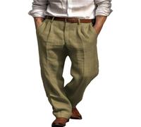 Leinenhose Herren Lang, Weit Sommerhose,Einfarbig Freizeithose mit Bundfalten,Leichte und Atmungsaktive Strandhose, Herren Anzug Loose Fit,Bequeme Gerade Hose,Elegant Jogging Hose,für Urlaub Alltag