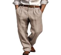 Leinenhose Herren Lang, Weit Sommerhose,Einfarbig Freizeithose mit Bundfalten,Leichte und Atmungsaktive Strandhose, Herren Anzug Loose Fit,Bequeme Gerade Hose,Elegant Jogging Hose,für Urlaub Alltag