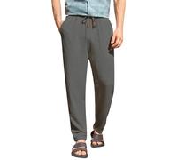 Leinenhose Herren Loose Fit Strandhose FüR Urlaub Alltag DüNne Leinen Hose Herren Mit Kordelzug, Taschen Herren Freizeithose Leinen Herren Hosen Mit Gürtel Arbeitshose Weiss Herren
