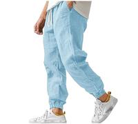 Leinenhose Herren Stretch Lang Sommerhose Regular Fit Leicht Sommer Hosen Leichte Stoffhose Baumwolle Leinen Hose Schlupfhosen Männer Freizeithose Strandhose Mit Taschen Für Urlaub Strand Alltag