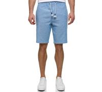Leinenhose INDICODE "INLeoni Shorts", Herren, Gr. M, N-Gr, parisian blau, Web, Obermaterial: 55% Leinen, 45% Baumwolle, unifarben, regular fit knöchellang, Hosen (79940605-M) parisian blau