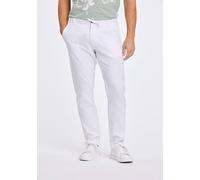 Leinenhose LINDBERGH "Leinenhose Tapered Fit", Herren, Gr. M, weiß, Obermaterial: 55% Leinen, 45% Baumwolle, unifarben, gerade, unten schmal, Hosen (59664443-M) weiß