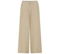 Leinenhose MAC "CALLIE cropped", Damen, Gr. 40, N-Gr, beige (almond beige melange), Web, Obermaterial: 100% Leinen, gestreift, normal lang, Hosen, gestreift mit Kordelzug (43262965-40) almond beige me