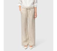 Leinenhose MAC "CHIARA BELT", Damen, Gr. 42, Länge 32, beige (almond beige melange), Obermaterial: 100% Leinen, meliert, weit knöchellang, Hosen, Sommerhose Wide Fit, mit geradem, weitem Bein (7757766