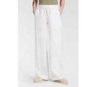 Leinenhose MAC "CHIARA BELT", Damen, Gr. 44, Länge 32, weiß, Obermaterial: 100% Leinen, weit knöchellang, Hosen, Sommerhose Wide Fit, mit geradem, weitem Bein (67911703-44) weiß