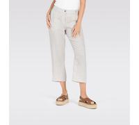 Leinenhose MAC "NORA cropped", Damen, Gr. 42, N-Gr, grau (fog grau melange), Web, Obermaterial: 100% Leinen, 7/8-Länge, Hosen Leinenhose, Sommerhose temperaturausgleichend und angenehm auf der Haut, T