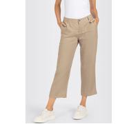 Leinenhose MAC "NORA cropped", Damen, Gr. 48, N-Gr, beige (sanddrift melange), Web, Obermaterial: 100% Leinen, 7/8-Länge, Hosen Leinenhose, Sommerhose temperaturausgleichend und angenehm auf der Haut
