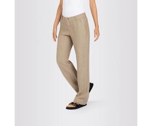 Leinenhose MAC "NORA", Damen, Gr. 44, Länge 32, beige (sanddrift melange), Web, Obermaterial: 100% Leinen, meliert, 7/8-Länge, Hosen, Sommerhose in verkürzter Länge, temperaturausgleichend (52084337-4