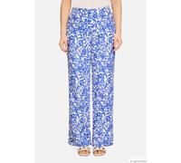 Leinenhose BETTY BARCLAY "Damen mit elastischem Bund", Damen, Gr. 42, Normalgrößen, weiß, blau, Leinenmischung, Obermaterial: 55% Leinen, 45% Viskose, relaxed fit lang, Hosen (13499746-42) weiß, blau