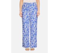 Leinenhose BETTY BARCLAY "Damen mit elastischem Bund", Damen, Gr. 44, Normalgrößen, weiß, blau, Leinenmischung, Obermaterial: 55% Leinen, 45% Viskose, relaxed fit lang, Hosen (13499746-44) weiß, blau