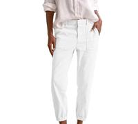 Leinenhose Sommerhose Ice Silk Cool Stoff Damen Bequeme Harem Musselin Hose Leichte Weite Baumwolle Freizeithose Elegant Sommerhose Elastische Taille Stoffhose Loose Fit Strandhose mit