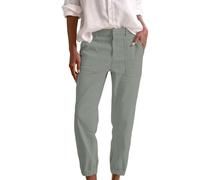 Leinenhose Sommerhose Ice Silk Cool Stoff Damen Bequeme Harem Musselin Hose Leichte Weite Baumwolle Freizeithose Elegant Sommerhose Elastische Taille Stoffhose Loose Fit Strandhose mit