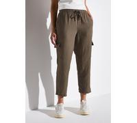 STREET ONE Damen A378741 Leinenhose im Cargo-Look, Acron Brown, 46W x 28L