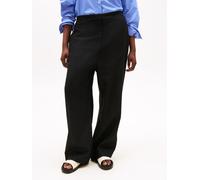 Leinenhose TOMMY HILFIGER CURVE "CRV ESS LINEN TAILORED STRT PANT", Damen, Gr. 48, N-Gr, schwarz, Web, Obermaterial: 76% Leinen, 24% Lyocell, unifarben, bequem lang, Hosen Leinenhose (20343316-48)