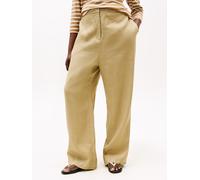 Leinenhose TOMMY HILFIGER CURVE "CRV ESS LINEN TAILORED STRT PANT", Damen, Gr. 54, N-Gr, braun (camel), Web, Obermaterial: 76% Leinen, 24% Lyocell, unifarben, bequem lang, Hosen Leinenhose (64890045-5