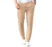 Leinenhosen Herren Freizeithose Lang Leichte Sommerhose Loose Fit Strandhose Casual Stretch Herrenhose Bequeme Jogginghose Unifarben Lockere Outdoorhose mit Seitentaschen für Urlaub Strand Alltag