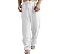 Leinenhosen Herren Jogging Hose Herren Leicht Herrenhosen Baumwollehosen Loose Fit Freizeithose Casual Strandhosen Leinen Set Herren Leinenhose Herren Lang Lange, Dünne, Sommerliche Hose