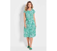 Leinenkleid mit Alloverdruck & Bindegürtel grün 19
