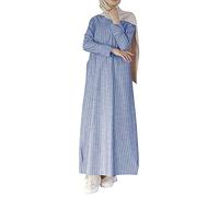 Leinenkleider, Leinenkleid Damen Sommer Knielang Baggy Musselinkleid Baumwollkleid Boho Style Baggy Sommerkleid Sommerkleider Luftige Leicht a Linie Freizeitkleider Strandkleid