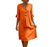 Leinenkleider, Musselin Kleid Damen Baggy Sommer Boho Style Baumwollkleid Sommerkleid Knielang Luftige Musselinkleid Sommerkleider Leinen Leicht a Linie Strandkleid Freizeitkleider