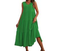 Leinenkleider, Musselin Kleid Damen Sommer Baggy Boho Style Baumwollkleid Sommerkleid Knielang a Linie Musselinkleid Sommerkleider Leinen Luftige Leicht Freizeitkleider Strandkleid