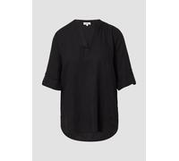 Leinenmix-Bluse mit Turn-up 42 schwarz 2166159.9999.42