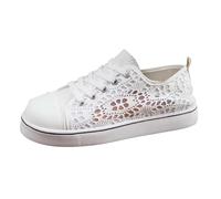 Leinenschuhe Damen Trachtenschuhe Damen Dirndl Schuhe Weiß Spitzen Sommerschuhe Atmungsaktive Turnschuhe Flach Trachten Sneaker Brautschuhe Leicht Bequem Stoffschuhe Oktoberfest Hochzeit Festival