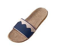 Leinenschuhe Herren: Badeschuhe Damen rutschfest Leinen-Hausschuhe Flache Sommerschuhe Outdoor Slippers Leichte Badeschuhe Sommer Strand-Sandalen Atmungsaktiv Slipper Für Paare Pantoffeln-Badeschuhe