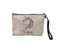 Leinentasche - Einhorn Regenbogen niedliches Pferd - Kosmetiktasche aus Segeltuch in Leinenoptik - Kulturbeutel - 23,5 x 15 cm, Einhorn, 23.5 x 15 cm, Kosmetiktasche