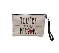 Leinentasche - You're My Person Anniversary Celebration Gift Ideas Couple Wedding Love - Kosmetiktasche aus Leinen in Leinenoptik - Kulturbeutel - 23,5 x 15 cm, My Person, 23.5 x 15 cm, Kosmetiktasche